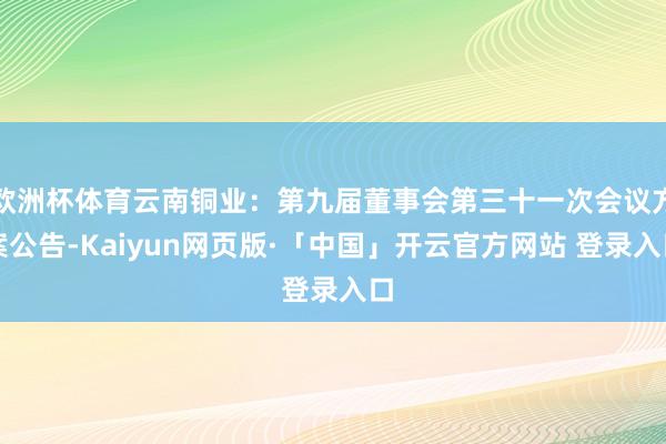 欧洲杯体育云南铜业：第九届董事会第三十一次会议方案公告-Kaiyun网页版·「中国」开云官方网站 登录入口