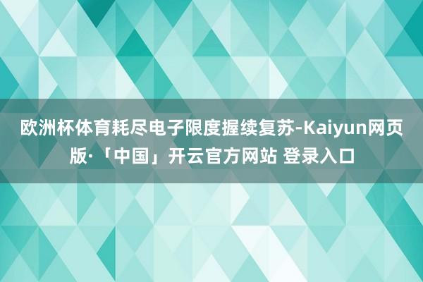 欧洲杯体育耗尽电子限度握续复苏-Kaiyun网页版·「中国」开云官方网站 登录入口