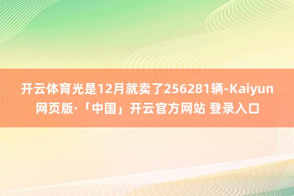 开云体育光是12月就卖了256281辆-Kaiyun网页版·「中国」开云官方网站 登录入口
