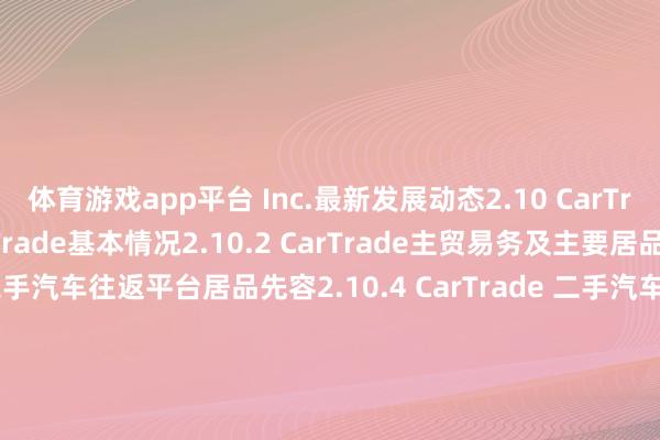 体育游戏app平台 Inc.最新发展动态2.10 CarTrade2.10.1 CarTrade基本情况2.10.2 CarTrade主贸易务及主要居品2.10.3 CarTrade 二手汽车往返平台居品先容2.10.4 CarTrade 二手汽车往返平台收入、毛利率及市集份额(2020-2025)2.10.5 CarTrade最新发展动态2.11 瓜子二手车2.11.1 瓜子二手车基本情况2.1