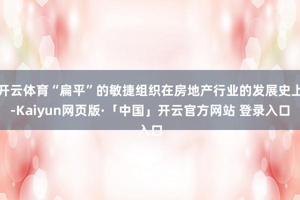 开云体育“扁平”的敏捷组织在房地产行业的发展史上-Kaiyun网页版·「中国」开云官方网站 登录入口