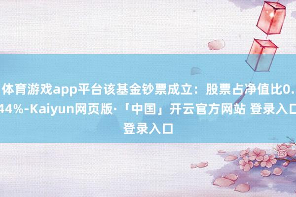 体育游戏app平台该基金钞票成立:股票占净值比0.44%-Kaiyun网页版·「中国」开云官方网站 登录入口