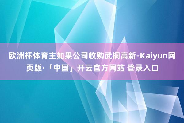 欧洲杯体育主如果公司收购武桐高新-Kaiyun网页版·「中国」开云官方网站 登录入口