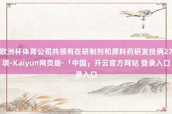 欧洲杯体育公司共领有在研制剂和原料药研发技俩27项-Kaiyun网页版·「中国」开云官方网站 登录入口