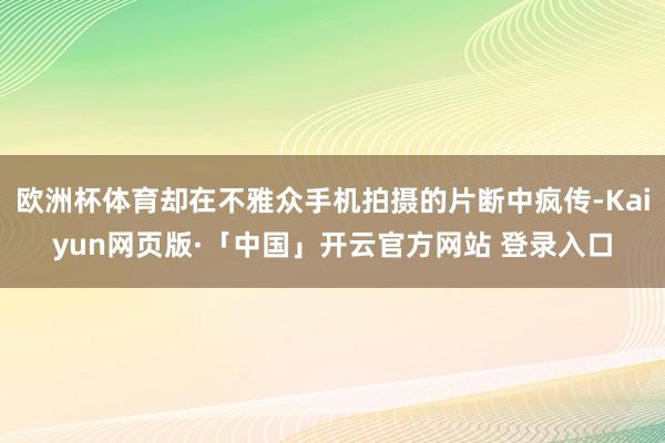 欧洲杯体育却在不雅众手机拍摄的片断中疯传-Kaiyun网页版·「中国」开云官方网站 登录入口